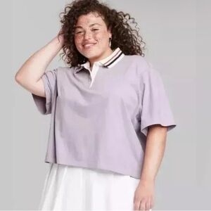 Women's Plus Size Short Sleeve Rugby Shirt - Wild Fable